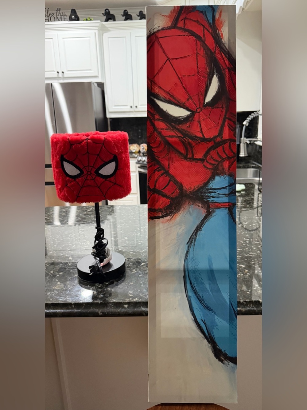 Spider-Man Painting & Spiderpan Red  Lamp! ❤️🖤 There Are 2 Spider-Man Pictures